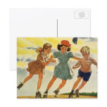 Vintage Children Roller Skating postcards