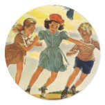 Vintage Children Roller Skating stickers