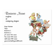 Vintage Children Toddlers Playing with Fire Trucks Business Card Templates