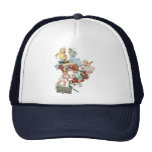 Vintage Children Toddlers Playing with Fire Trucks Hat