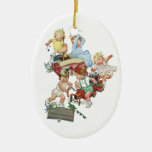 Vintage Children Toddlers Playing with Fire Trucks Christmas Ornament