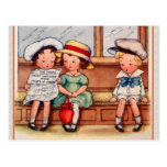 Vintage Children with Hearts Captured Newspaper Post Card