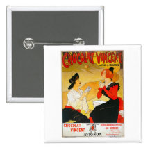 Vintage Chocolat Vincent Ad Pinback Button