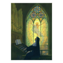 Vintage Christianity, Nun Playing Music in Church Personalized Invites