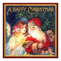 Vintage Christmas Angel and Santa Invitations invitations
