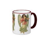 Vintage Christmas Angel, Angelic Victorian Die Cut Coffee Mugs