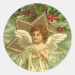 Vintage Christmas Angel Gold Star Holly Berries Stickers