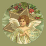 Vintage Christmas Angel Gold Star Holly Berries stickers