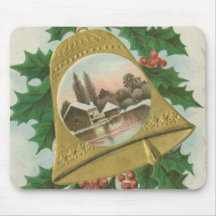 Vintage Christmas Bells and Town Mousepads