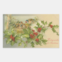 Vintage Christmas Birds Nest Sticker