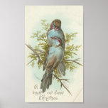 Vintage Christmas Birds Print