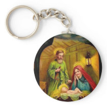 Vintage Christmas Birth of Jesus Key Chain
