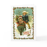 Vintage Christmas Card Children in Snow