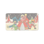 Vintage Christmas Carolers Family Singing at Night Labels