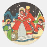 Vintage Christmas Carolers Family Singing at Night Stickers