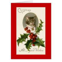 Vintage Christmas Cat Card