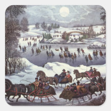 Vintage Christmas, Central Park in Winter Sticker