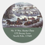 Vintage Christmas, Central Park in Winter Round Stickers