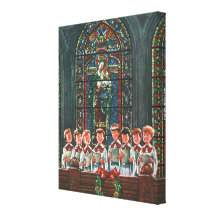 Vintage Christmas Choir in Church Children Singing Canvas Prints