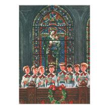 Vintage Christmas Choir in Church Children Singing Custom Announcements
