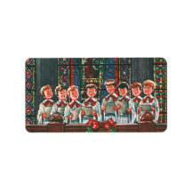 Vintage Christmas Choir in Church Children Singing Personalized Address Label