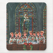 Vintage Christmas Choir in Church Children Singing Mouse Pad