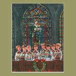 Vintage Christmas Choir in Church Children Singing postcards