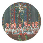 Vintage Christmas Choir in Church Children Singing Sticker