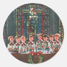Vintage Christmas Choir in Church Children Singing Sticker