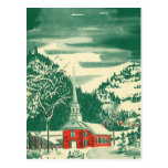 Vintage Christmas Church Snowscape in Winter Postcard