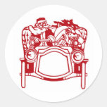 Vintage Christmas Clip Art Santa in Automobile Sticker