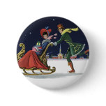 Vintage Christmas Couple in Love Ice Skating Pin