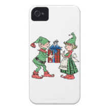 Vintage Christmas Elves Gift Giving iPhone 4 Cases