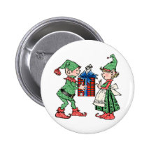 Vintage Christmas Elves Gift Giving Pins