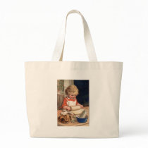 Vintage Christmas - Girl Baking Cookies Tote Bags