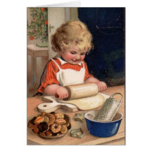 Vintage Christmas - Girl Baking Cookies Cards