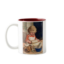 Vintage Christmas - Girl Baking Cookies Coffee Mugs