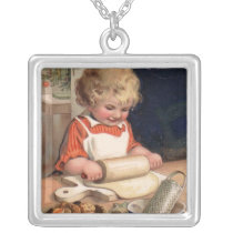Vintage Christmas - Girl Baking Cookies Custom Necklace