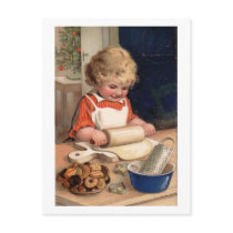 Vintage Christmas - Girl Baking Cookies