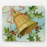 Vintage Christmas Gold Bells Mouse Pad