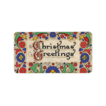 Vintage Christmas Greetings with Decorative Border Personalized Address Label
