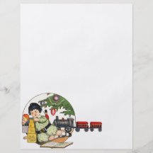 Vintage Christmas, Happy Boy Playing with Toys Personalized Flyer