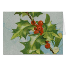 Vintage Christmas Holly Artwork Card