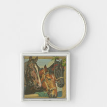 Vintage Christmas Horses Keychain