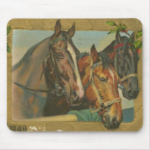 Vintage Christmas Horses Mouse Pad