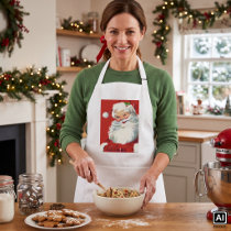 Vintage Christmas, Jolly Santa Claus Winking Apron