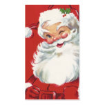 Vintage Christmas, Jolly Santa Claus Winking Business Card Template