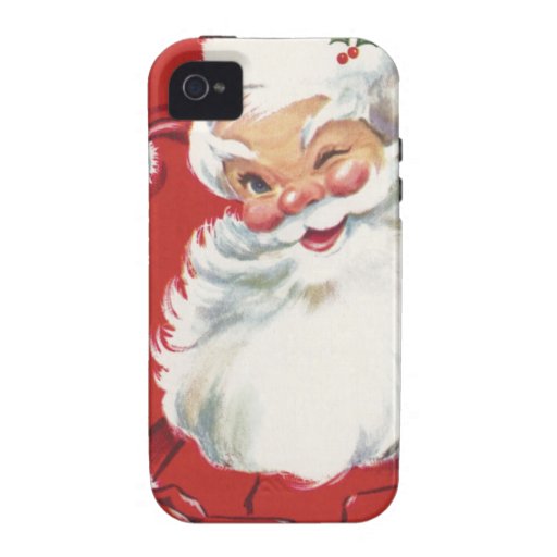 Vintage Christmas, Jolly Santa Claus Winking iPhone 4/4S Cover