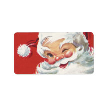 Vintage Christmas, Jolly Santa Claus Winking Personalized Address Labels
