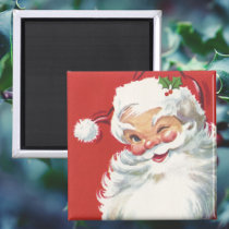 Vintage Christmas, Jolly Santa Claus Winking Magnet